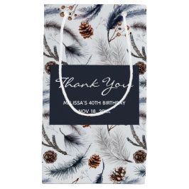 Pine Cones & Pine Needles Winter Pattern Dank u Klein Cadeauzakje