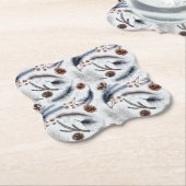 Pine Cones & Pine Needles Winter Pattern Kartonnen Onderzetters (Gekanteld)