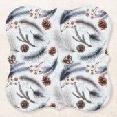 Pine Cones & Pine Needles Winter Pattern Kartonnen Onderzetters (Voorkant)