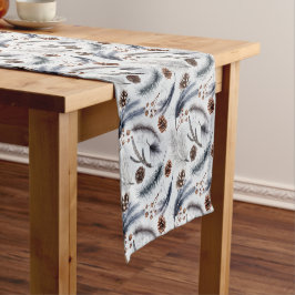 Pine Cones & Pine Needles Winter Pattern Korte Tafelloper