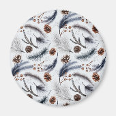 Pine Cones & Pine Needles Winter Pattern Magneet (Voorkant)