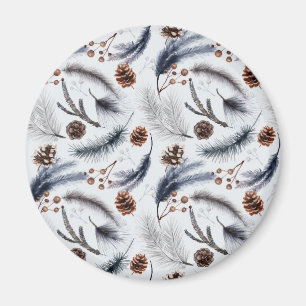 Pine Cones & Pine Needles Winter Pattern Magneet