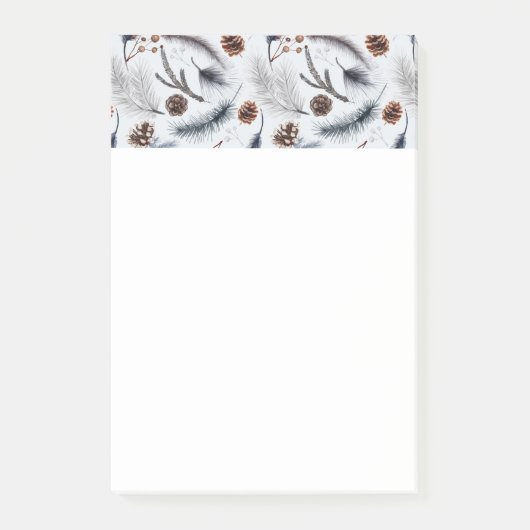 Pine Cones & Pine Needles Winter Pattern Post-it® Notes (Voorkant)
