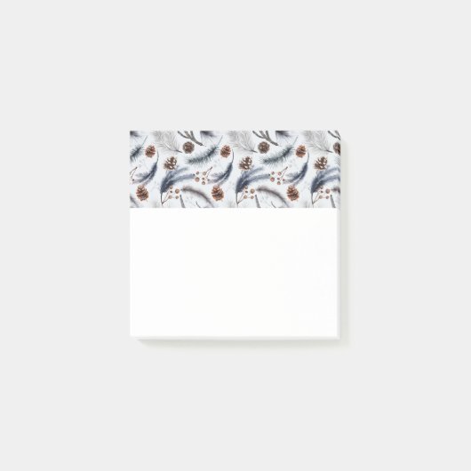 Pine Cones & Pine Needles Winter Pattern Post-it® Notes (Voorkant)
