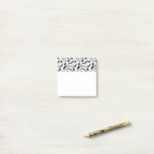 Pine Cones & Pine Needles Winter Pattern Post-it® Notes (Op bureau)