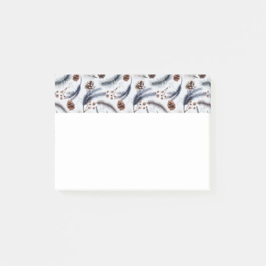 Pine Cones & Pine Needles Winter Pattern Post-it® Notes (Voorkant)