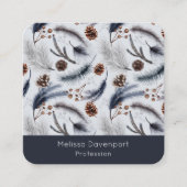 Pine Cones & Pine Needles Winter Pattern Vierkante Visitekaartje (Voorkant)