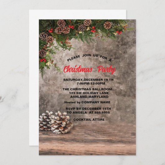 Pine Cones, Pine Tree Branches Kerstfeest Kaart (Voorkant / Achterkant)