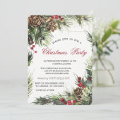 Pine Cones, Pine Tree Branches kerstparty Kaart (Staand voorkant)