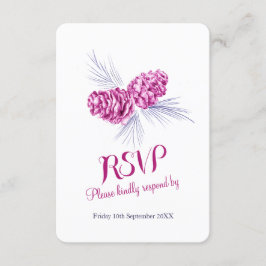 Pine cones pruim en marine bruiloft RSVP Kaartje