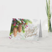 Pine Cones Red Berry kerst Kaart (Voorkant)