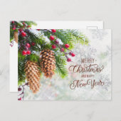 Pine Cones Red Berry Kerstmis Nieuwjaar Business Briefkaart (Voorkant / Achterkant)