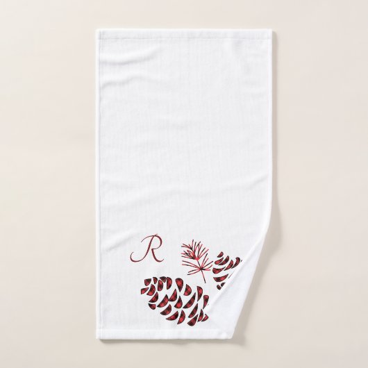 Pine Cones Red en Black Buffalo Pset Bad Handdoek (Handdoek)
