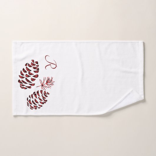 Pine Cones Red en Black Buffalo Pset Bad Handdoek (Handdoek)
