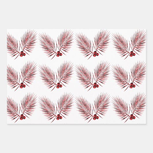 Pine Cones Red en Black Buffalo Pset Inpakpapier Vel (Voorkant 3)