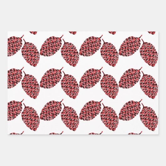 Pine Cones Red en Black Buffalo Pset Inpakpapier Vel (Voorkant 2)