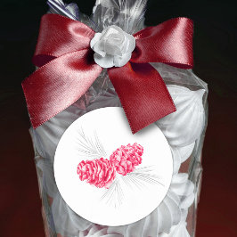 Pine cones rode grijze sticker voor winterbruiloft