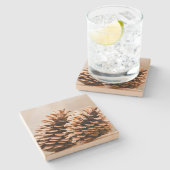 Pine Cones Rustic Country Sandstone Onderzetter (Zijkant)