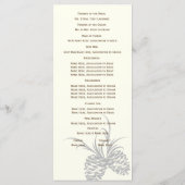 Pine Cones Rustiek Zilver en Bruin Programmakaart (Achterkant)