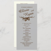 Pine Cones Rustiek Zilver en Bruin Programmakaart (Voorkant / Achterkant)