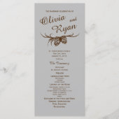 Pine Cones Rustiek Zilver en Bruin Programmakaart (Voorkant)