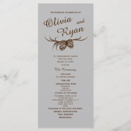 Pine Cones Rustiek Zilver en Bruin Programmakaart