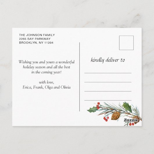 Pine Cones Rustieke Kerst 4 Foto Vakantie Briefkaart (Achterkant)