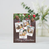 Pine Cones Rustieke Kerst Foto Feestdagen Vakantie Briefkaart (Staand voorkant)