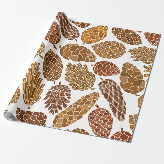 Pine cones seamless pattern cadeaupapier (Uitgerold)