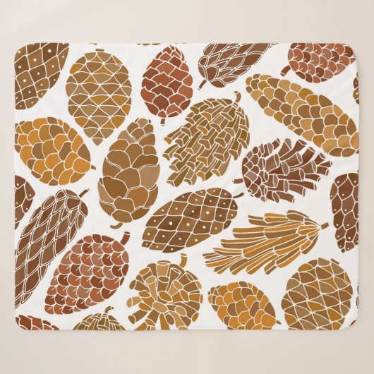 Pine cones seamless pattern sherpa deken (Voorkant (horizontaal))