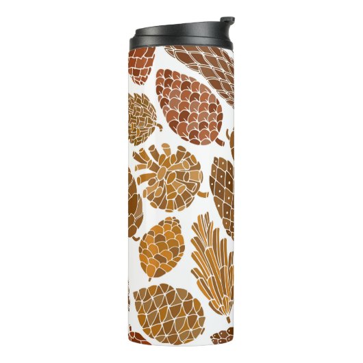 Pine cones seamless pattern thermosbeker (Gedraaid links)