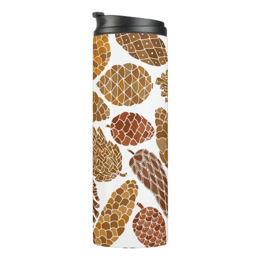 Pine cones seamless pattern thermosbeker (Geroteerd rechts)