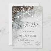 Pine Cones, Sneeuwvlokken sparen de Datum Save The Date (Voorkant)