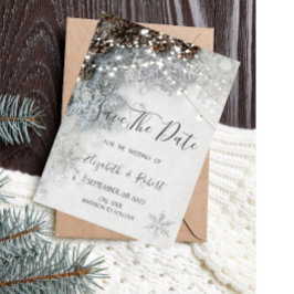 Pine Cones, Sneeuwvlokken sparen de Datum Save The Date