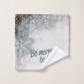 Pine Cones, Snowflakes Holiday Bad Handdoek (Wasdoekje)