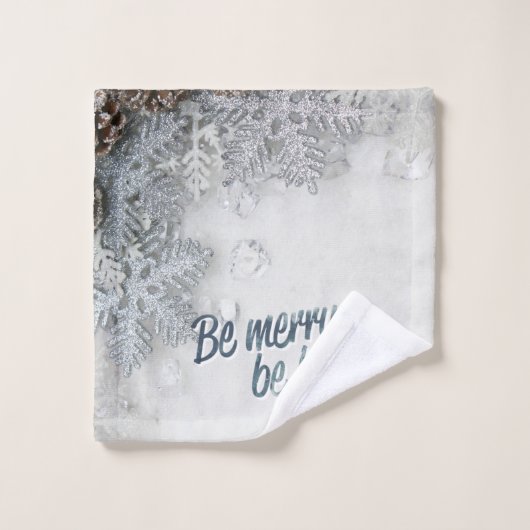 Pine Cones, Snowflakes Holiday Bad Handdoek (Wasdoekje)