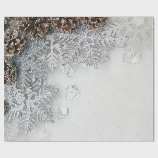 Pine Cones, Snowflakes Holiday Cadeaupapier (Vlak)