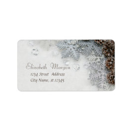 Pine Cones, Snowflakes kerst Etiket