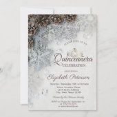 Pine Cones, Snowflakes, Tiara, Quinceañera Kaart (Voorkant)