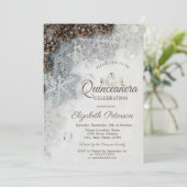 Pine Cones, Snowflakes, Tiara, Quinceañera Kaart (Staand voorkant)