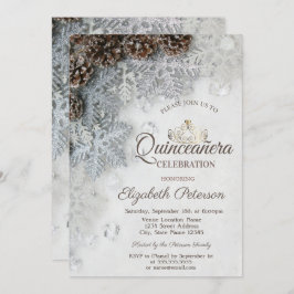 Pine Cones, Snowflakes, Tiara, Quinceañera Kaart