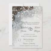 Pine Cones, Snowflakes Wedding Uitnodiging (Voorkant)
