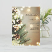 Pine Cones Tree Lights Minimal Classic Holiday Kaart (Staand voorkant)