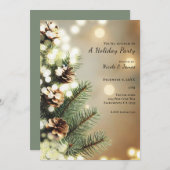 Pine Cones Tree Lights Minimal Classic Holiday Kaart (Voorkant / Achterkant)