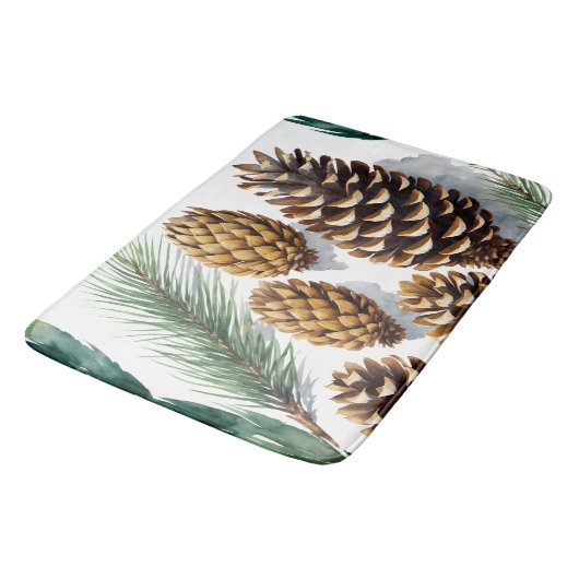 Pine Cones Waterverf Botanische Kunst Badmat (Gekanteld)