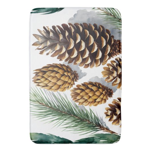 Pine Cones Waterverf Botanische Kunst Badmat (Voorkant Verticaal)