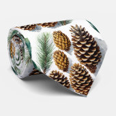 Pine Cones Waterverf Botanische Kunst Stropdas (Opgerold)