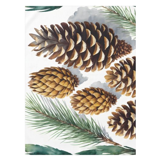 Pine Cones Waterverf Botanische Kunst Tafelkleed (Voorkant)