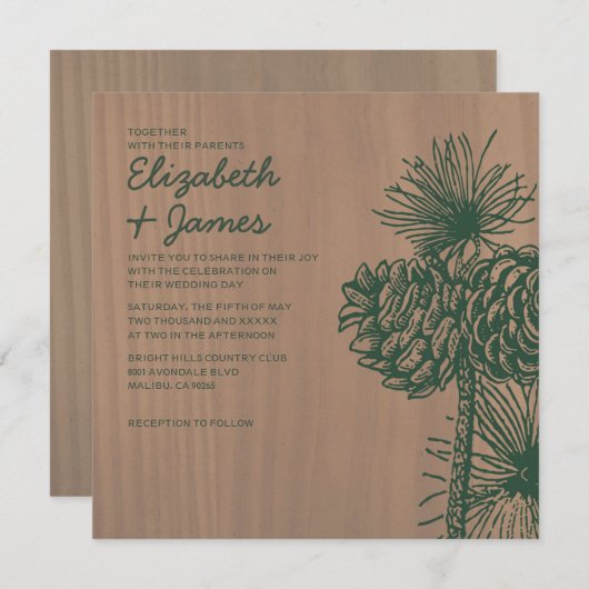  Pine Cones Wedding Invitations Kaart (Voorkant / Achterkant)