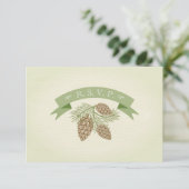 Pine Cones Wedding R.S.V.P. RSVP Kaartje (Staand voorkant)